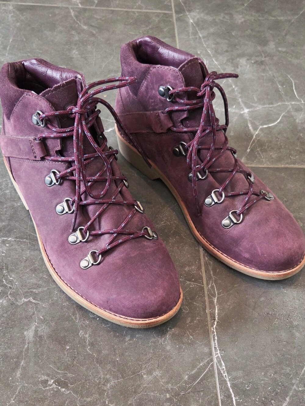 Teva Burgundy Suede Lace-Up Waterproof Ankle Boots